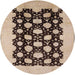 Round Machine Washable Industrial Modern Brown Rug, wshurb623