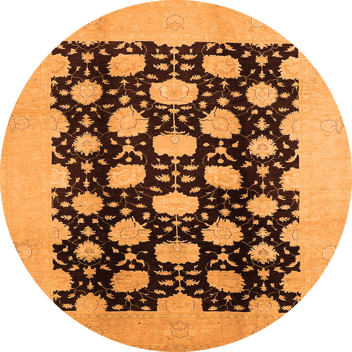 Round Oriental Orange Traditional Rug, urb623org