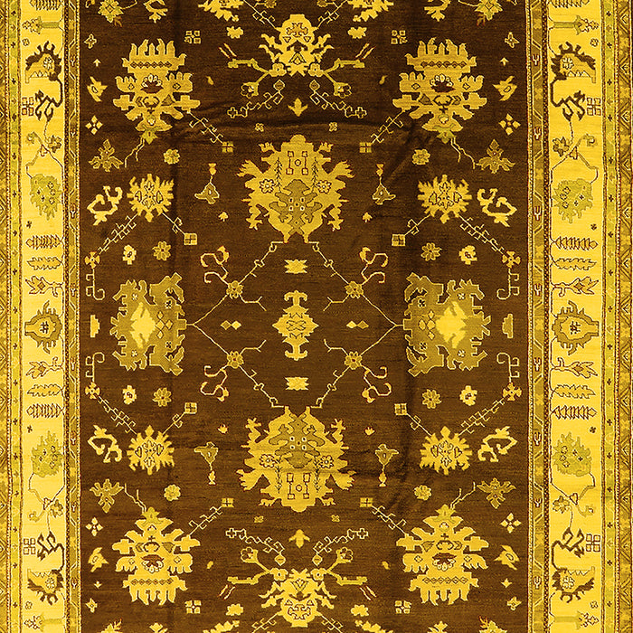 Machine Washable Oriental Yellow Traditional Rug, wshurb624yw