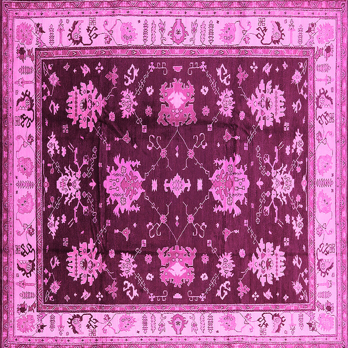 Square Machine Washable Oriental Pink Traditional Rug, wshurb624pnk