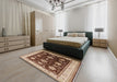 Mid-Century Modern Saffron Red Oriental Rug in a Bedroom, urb624