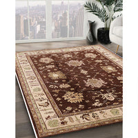 Mid-Century Modern Saffron Red Oriental Rug, urb624