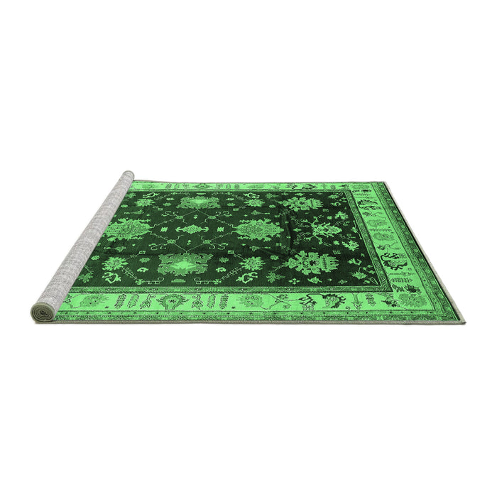 Sideview of Machine Washable Oriental Emerald Green Traditional Area Rugs, wshurb624emgrn