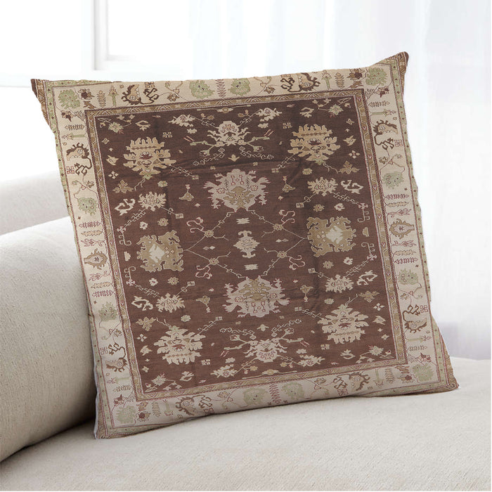 Lifestyle Image of Mid-Century Modern Urban Square Saffron Red Throw Pillow, 18 inch by 18 inch, pwurb624