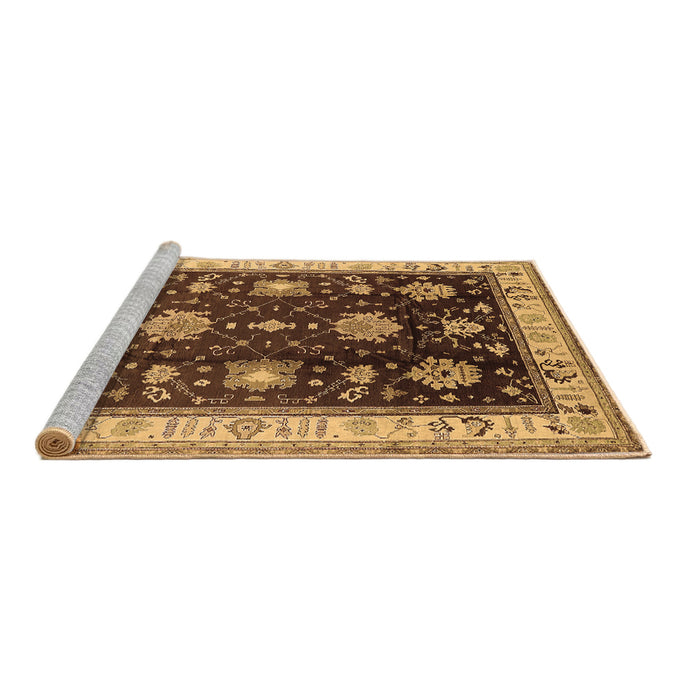 Sideview of Machine Washable Oriental Brown Traditional Rug, wshurb624brn
