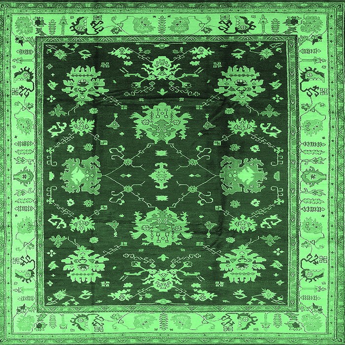 Square Machine Washable Oriental Emerald Green Traditional Area Rugs, wshurb624emgrn