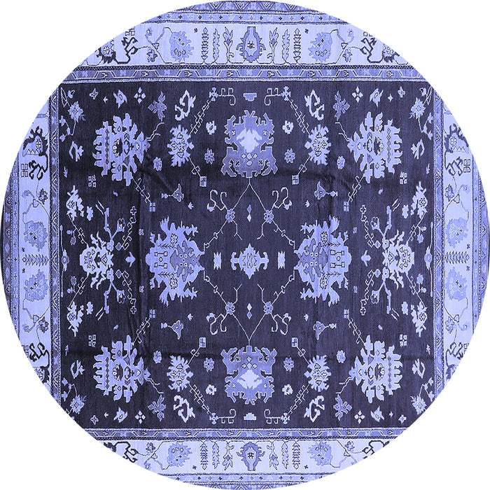 Round Oriental Blue Traditional Rug, urb624blu