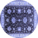 Round Oriental Blue Traditional Rug, urb624blu