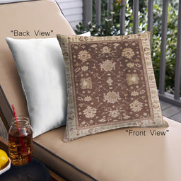 Front View of Mid-Century Modern Urban Square Saffron Red Throw Pillow, 18 inch by 18 inch, pwurb624