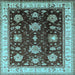 Square Machine Washable Oriental Light Blue Traditional Rug, wshurb624lblu