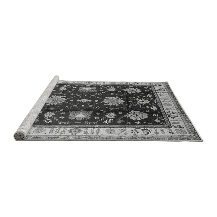 Sideview of Machine Washable Oriental Gray Traditional Rug, wshurb624gry