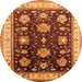 Round Oriental Orange Traditional Rug, urb624org