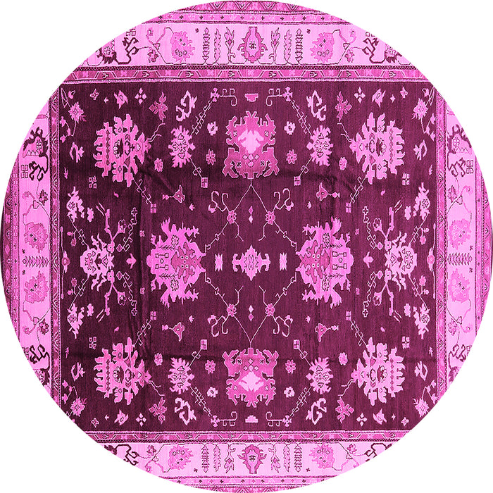 Round Machine Washable Oriental Pink Traditional Rug, wshurb624pnk
