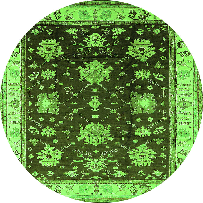 Round Oriental Green Traditional Rug, urb624grn