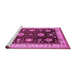 Sideview of Machine Washable Oriental Pink Traditional Rug, wshurb624pnk