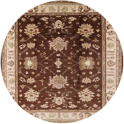 Round Machine Washable Industrial Modern Saffron Red Rug, wshurb624