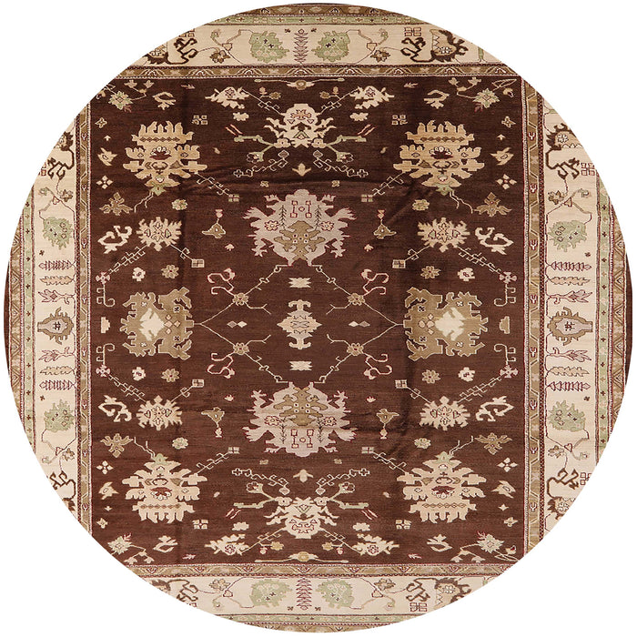 Round Machine Washable Industrial Modern Saffron Red Rug, wshurb624