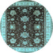 Round Oriental Light Blue Traditional Rug, urb624lblu
