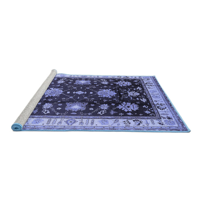 Sideview of Machine Washable Oriental Blue Traditional Rug, wshurb624blu