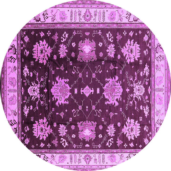 Round Oriental Purple Traditional Rug, urb624pur