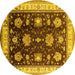 Round Oriental Yellow Traditional Rug, urb624yw