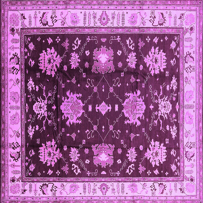 Square Machine Washable Oriental Purple Traditional Area Rugs, wshurb624pur