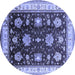 Round Machine Washable Oriental Blue Traditional Rug, wshurb624blu