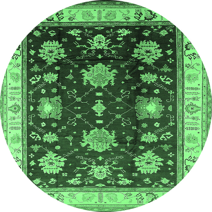 Round Oriental Emerald Green Traditional Rug, urb624emgrn