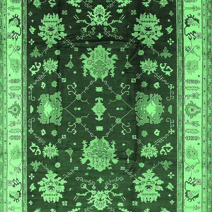 Machine Washable Oriental Emerald Green Traditional Area Rugs, wshurb624emgrn