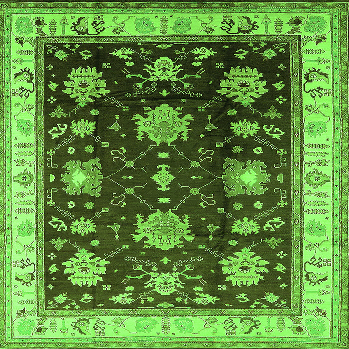 Square Machine Washable Oriental Green Traditional Area Rugs, wshurb624grn