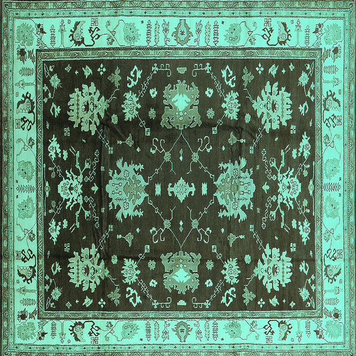 Square Oriental Turquoise Traditional Rug, urb624turq
