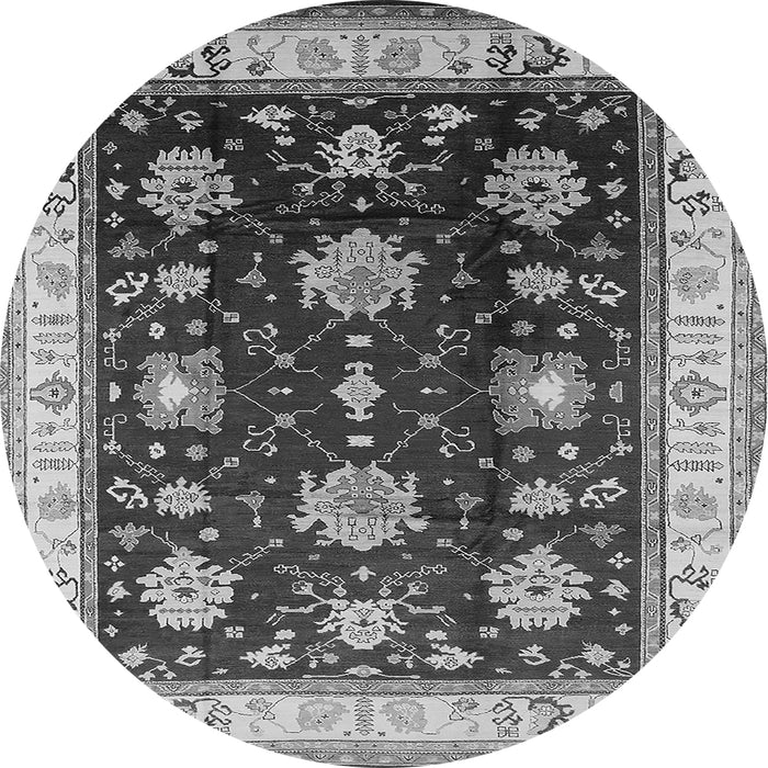 Round Machine Washable Oriental Gray Traditional Rug, wshurb624gry