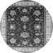 Round Machine Washable Oriental Gray Traditional Rug, wshurb624gry