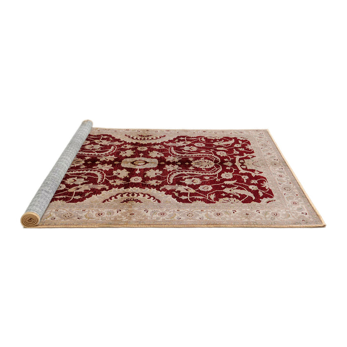 Sideview of Machine Washable Industrial Modern Red Rug, wshurb625