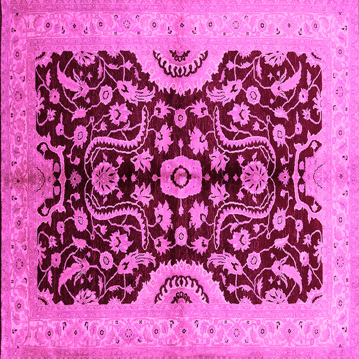 Square Machine Washable Oriental Pink Traditional Rug, wshurb625pnk