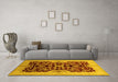 Machine Washable Oriental Yellow Traditional Rug in a Living Room, wshurb625yw