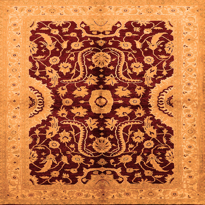 Square Oriental Orange Traditional Rug, urb625org