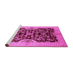 Sideview of Machine Washable Oriental Pink Traditional Rug, wshurb625pnk
