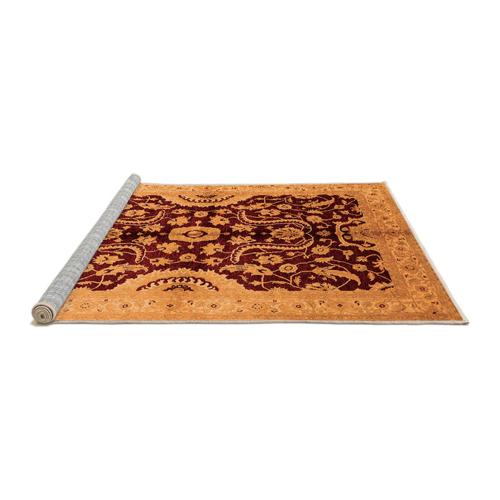Sideview of Machine Washable Oriental Orange Traditional Area Rugs, wshurb625org