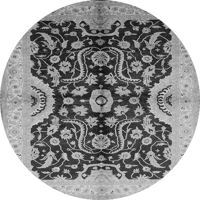 Round Machine Washable Oriental Gray Traditional Rug, wshurb625gry