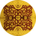 Round Oriental Yellow Traditional Rug, urb625yw