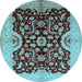 Round Oriental Light Blue Traditional Rug, urb625lblu