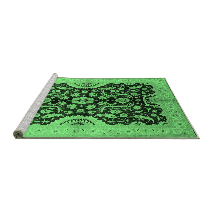 Sideview of Machine Washable Oriental Emerald Green Traditional Area Rugs, wshurb625emgrn