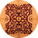 Round Oriental Orange Traditional Rug, urb625org