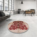 Round Machine Washable Industrial Modern Red Rug in a Office, wshurb625