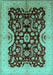 Machine Washable Oriental Turquoise Traditional Area Rugs, wshurb625turq