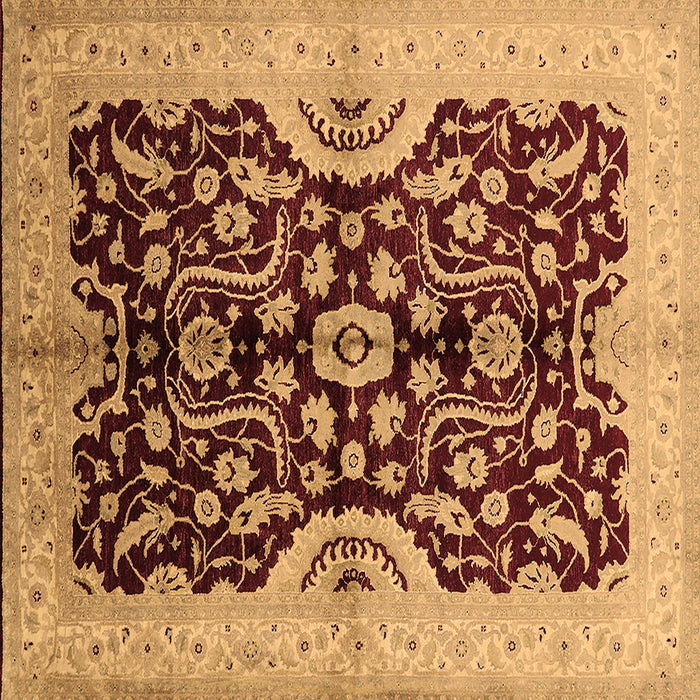 Square Machine Washable Oriental Brown Traditional Rug, wshurb625brn