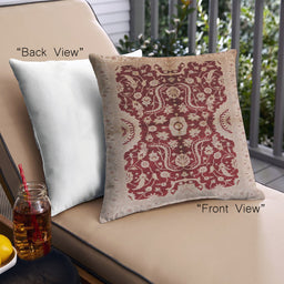 Front View of Mid-Century Modern Urban Square Red Throw Pillow, 18 inch by 18 inch, pwurb625