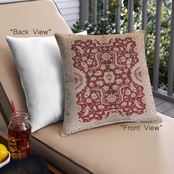 Front View of Mid-Century Modern Urban Square Red Throw Pillow, 18 inch by 18 inch, pwurb625