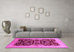 Machine Washable Oriental Pink Traditional Rug in a Living Room, wshurb625pnk